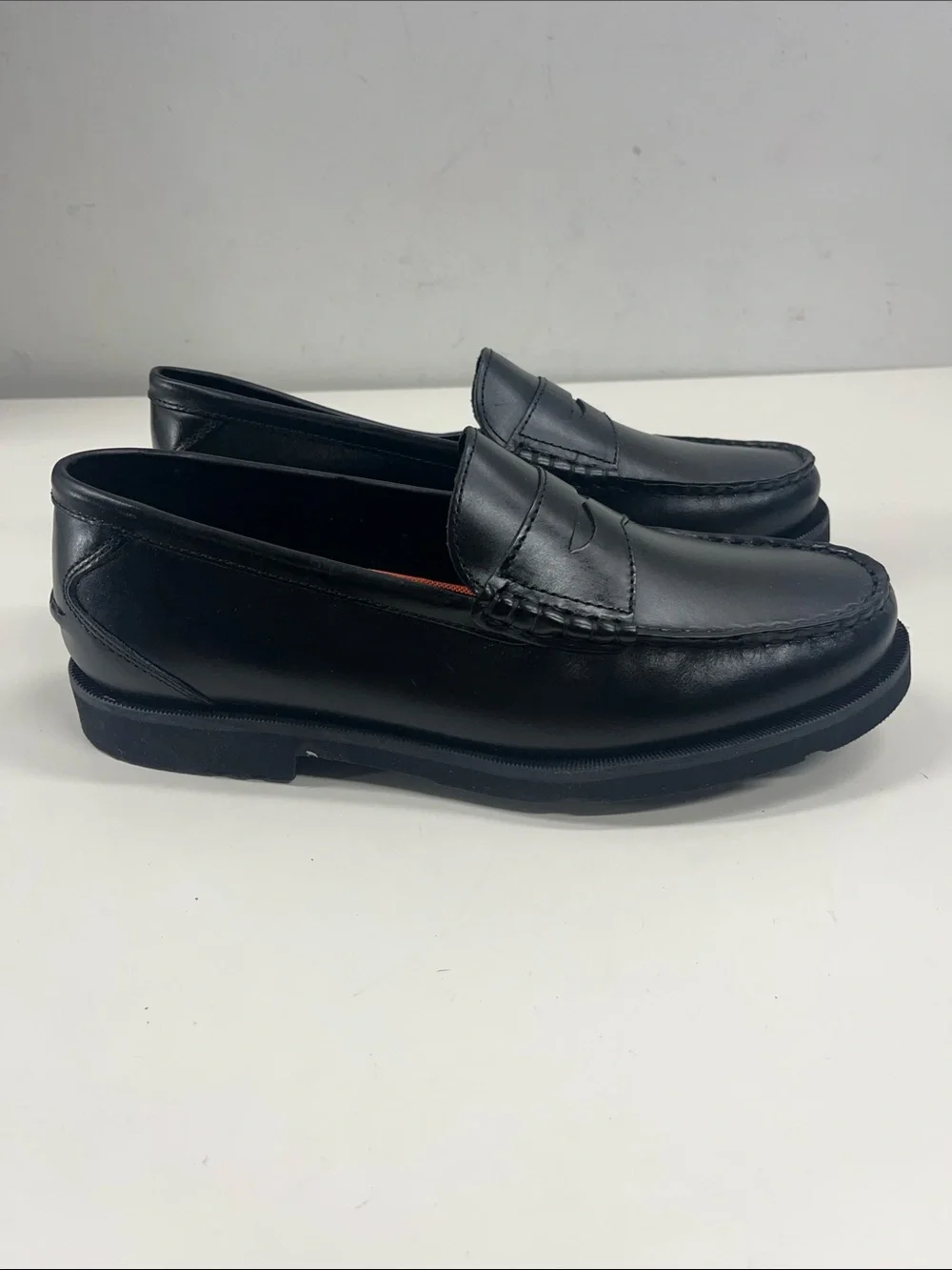 New Rockport Mens Modern Prep Penny Loafer in Black Leather Size 8.5